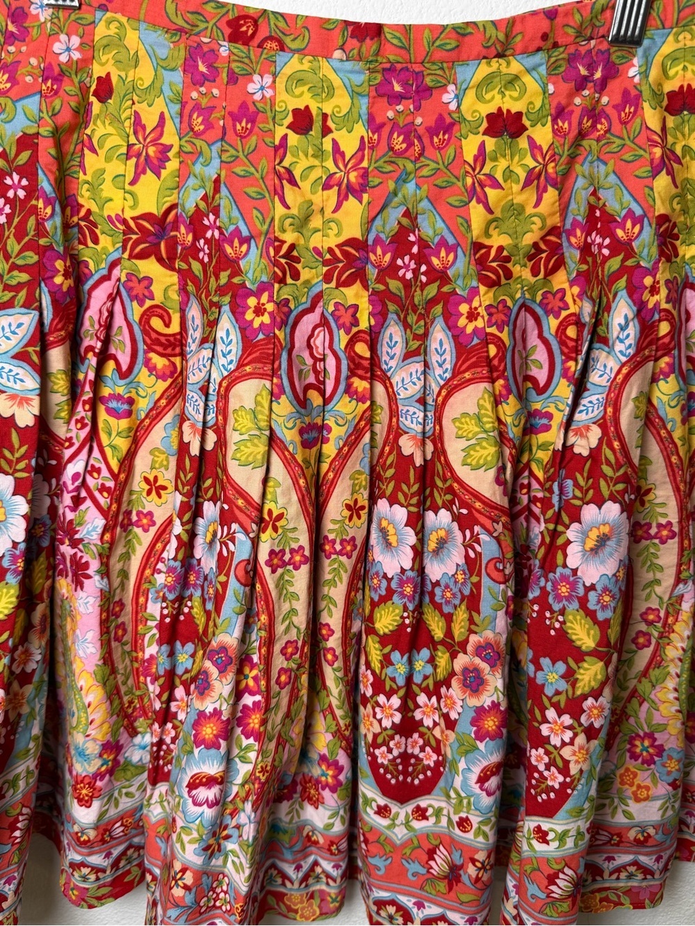 Boho Folk Art Floral Skirt Pleated Cottagecore Festival Statement Bandolino 12 - Picture 8 of 11